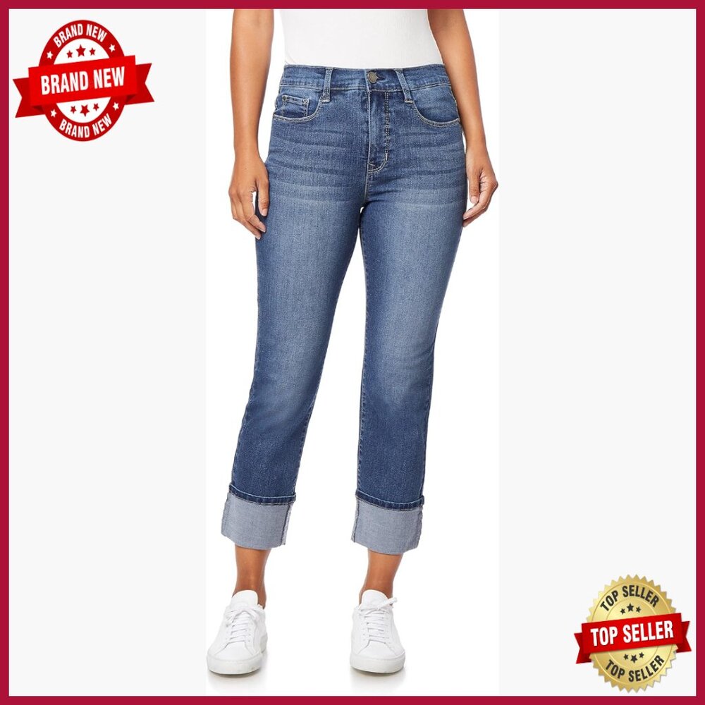 Women's Straight Leg Cropped Jeans, Mid Rise, 5 Pockets, Stretch Denim